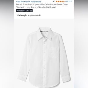 Boys White Button-Down Shirt. Fits age 10-11.